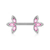 316L Surgical Steel CZ Petal Nipple Ring Barbell with Pink CZ - Pierced Universe