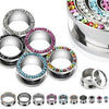 316L Surgical Steel CZ Rim Screw On Ear Tunnel Spacers - Pierced Universe