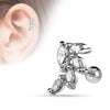 316L Surgical Steel CZ Vine Leaf Ear Helix Ball Back Stud - Pierced Universe