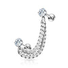 316L Surgical Steel Double Chain Link Ball Back CZ Barbell Studs - Pierced Universe