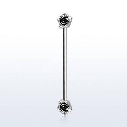 316L Surgical Steel Double Flower Front Facing Flower Industrial Barbell - Pierced Universe