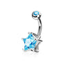 316L Surgical Steel Double Gem Star Belly Ring - Pierced Universe