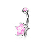 316L Surgical Steel Double Gem Star Belly Ring - Pierced Universe