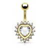 316L Surgical Steel Exclusive CZ Gem Heart Non Dangly Belly Button Ring - Pierced Universe