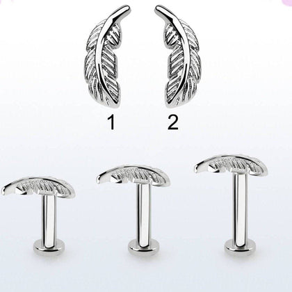 316L Surgical Steel Flat Back Leaf Labret - Pierced Universe