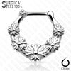 316L Surgical Steel Floral Septum Ring Clicker - Pierced Universe