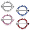 316L Surgical Steel Full Circle CZ Gem Nipple Ring Barbell Shield - Pierced Universe