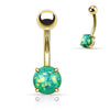 316L Surgical Steel Gold Plated Glitter Opal Belly Button Navel Ring - Pierced Universe