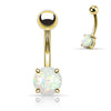 316L Surgical Steel Gold Plated Glitter Opal Belly Button Navel Ring - Pierced Universe