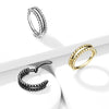 316L Surgical Steel Gold PVD Beaded Hinged Clicker Hoop Ring - Pierced Universe