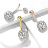 316L Surgical Steel Gold PVD Circle Pave White CZ Belly Ring - Pierced Universe