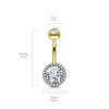 316L Surgical Steel Gold PVD Circle Pave White CZ Belly Ring - Pierced Universe