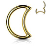 316L Surgical Steel Gold PVD Crescent Moon Hinged Clicker Hoop Daith Cartilage Ring - Pierced Universe