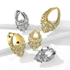 316L Surgical Steel Gold PVD Filigree Teardrop Shaped Double Flared Tunnels - Pierced Universe