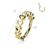 316L Surgical Steel Gold PVD Heart Pattern Hinged Clicker Hoop - Pierced Universe