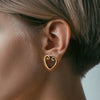 316L Surgical Steel Gold PVD Heart Shaped Double Flared Tunnels - Pierced Universe