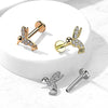 316L Surgical Steel Gold PVD Internally Threaded Dainty White CZ Hummingbird Labret Stud - Pierced Universe