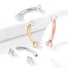 316L Surgical Steel Gold PVD Internally Threaded Double White CZ Star Curved Barbell - Pierced Universe