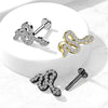 316L Surgical Steel Gold PVD Internally Threaded White CZ Snake Labret - Pierced Universe