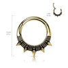 316L Surgical Steel Gold PVD Spike Design Septum Daith Clicker Hoop - Pierced Universe