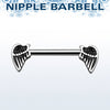 316L Surgical Steel Gothic Angel Wings Nipple Ring Straight Barbell