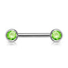 316L Surgical Steel Green CZ Ball Gem Nipple Ring Barbell - Pierced Universe