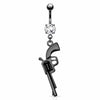 316L Surgical Steel Gun Revolver Dangling Belly Button Navel Ring - Pierced Universe