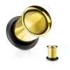 316L Surgical Steel High Polished Gold PVD Single Flared Ear Gauges Tunnels - Pierced Universe