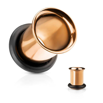 316L Surgical Steel High Polished Rose Gold PVD Single Flared Ear Gauges Tunnels - Pierced Universe