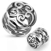 316L Surgical Steel Hollow Carved Heart Swirl Design Double Flared Ear Gauges Spacers Plugs - Pierced Universe