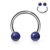 316L Surgical Steel Horseshoe With Internally Threaded Blue Sodalite Ball Ends - Pierced Universe