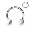 316L Surgical Steel Horseshoe With Internally Threaded White Howlite Ball Ends - Pierced Universe