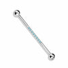 316L Surgical Steel Industrial Straight Barbell With Dainty Aqua CZ Gems - Pierced Universe