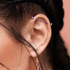 316L Surgical Steel Industrial Straight Barbell With Dainty Aurora Borealis CZ Gems - Pierced Universe