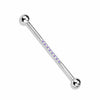 316L Surgical Steel Industrial Straight Barbell With Dainty Aurora Borealis CZ Gems - Pierced Universe