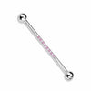 316L Surgical Steel Industrial Straight Barbell With Dainty Pink CZ Gems - Pierced Universe