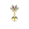 316L Surgical Steel Internally Threaded 6 Gem Flat Back CZ Flower Labret - Pierced Universe