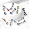 316L Surgical Steel Internally Threaded Aqua CZ Labret Flat Back - Pierced Universe