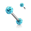 316L Surgical Steel Internally Threaded Aqua CZ Shamballa Coated Straight Barbell - Pierced Universe