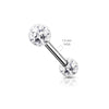 316L Surgical Steel Internally Threaded Aurora Borealis CZ Shamballa Coated Straight Barbell - Pierced Universe