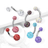 316L Surgical Steel Internally Threaded Aurora Borealis Shamballa Coated CZ Belly Ring - Pierced Universe