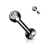 316L Surgical Steel Internally Threaded Black PVD White CZ Labret Flat Back - Pierced Universe