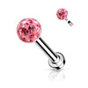 316L Surgical Steel Internally Threaded Pink Epoxy Coated Shamballa Labret