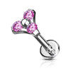 316L Surgical Steel Internally Threaded Pink Triangle CZ Labret