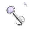 316L Surgical Steel Internally Threaded Purple Stone Flat Back Labret - Pierced Universe