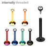 316L Surgical Steel Internally Threaded Small Flush Gem Monroe Labret Cartilage Tragus Stud - Pierced Universe