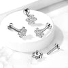 316L Surgical Steel Internally Threaded White CZ Flower Flat Back - Pierced Universe