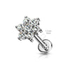 316L Surgical Steel Internally Threaded White CZ Flower Flat Back - Pierced Universe