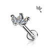 316L Surgical Steel Internally Threaded White CZ Marquise Flat Back Labret - Pierced Universe