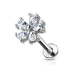 316L Surgical Steel Internally Threaded White Flower CZ Flat Back Labret - Pierced Universe